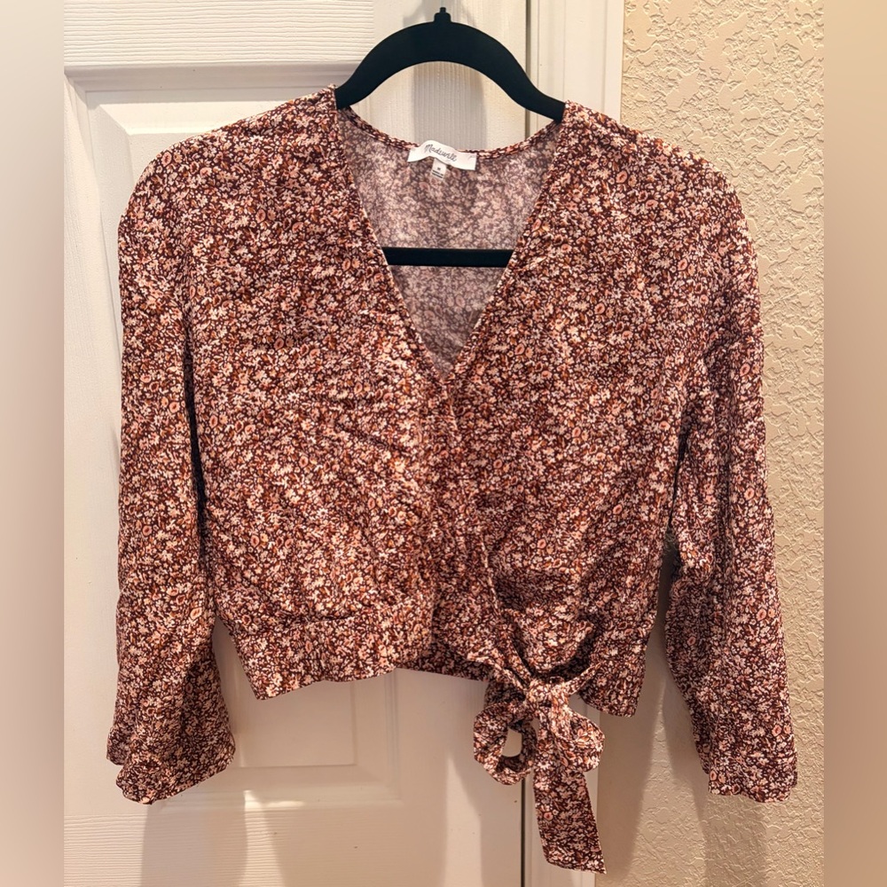 Madewell Floral Tie-Front Blouse